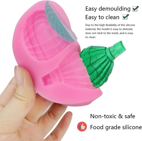 Vista 4 de Meiyouju - 2 moldes para fondant de globo de aire caliente, molde de silicona para globos de aire de 4 cavidades, molde de globo de aire de 2