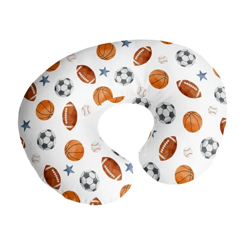 Vista 9 de Sweet Jojo Designs Funda de almohada de lactancia de niño de fútbol marrón y blanco, funda de almohada para lactancia materna, funda de almohada
