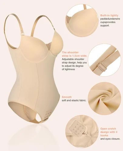 Vista 3 de FeelinGirl Body moldeador para mujer, con control de abdomen, moldeador de cuerpo, moldeador de cuerpo con brasier integrado