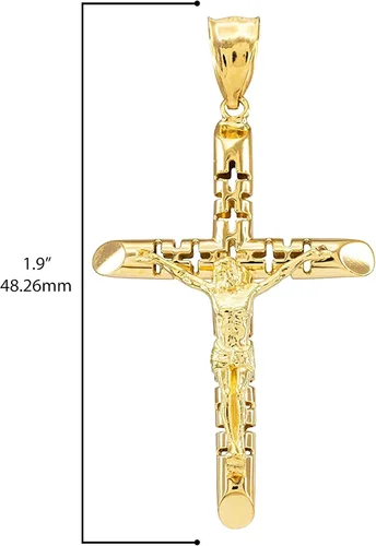 Vista 3 de Colgante de crucifijo artístico de oro amarillo de 14 quilates Metal