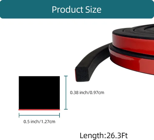 Vista 2 de Sello de goma rectangular sólido con cinta autoadhesiva de alta adherencia, goma de espuma EPDM para barco, automóvil, RV, marina, sello de puertas