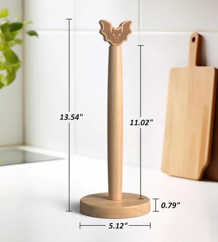 Vista 2 de KitchLife Lindo soporte de madera para toallas de papel para encimera, organizador de soporte dispensador de toallas de papel sólido independiente