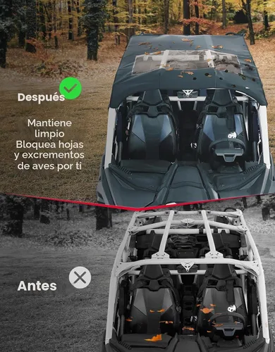 Vista 2 de KEMIMOTO X3 Max - Techo de PVC compatible con Can Am Maverick X3 Max Deflectores X3 Roof Top Sun Visor Impermeable Resistente a la Fricción Bimini