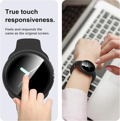 Vista 3 de JZK Paquete de 2 fundas protectoras de pantalla para Google Pixel Watch 2 (2023) / Pixel Watch, carcasa protectora general resistente a los arañazos
