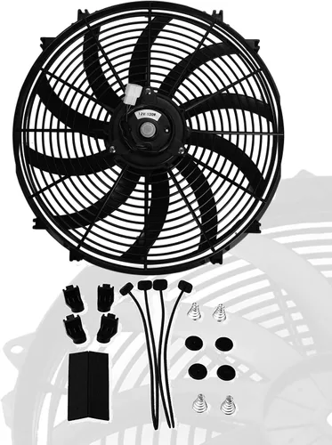 Vista 14 de 7 "pulgadas universal delgado ventilador push pull radiador eléctrico refrigeración 12V kit de montaje negro