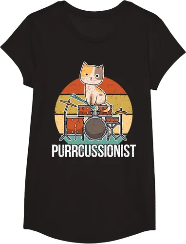 Vista 6 de Funny Percussion Drummer Drumming Drums Saying I Kitten Cat Camiseta, Negro, S