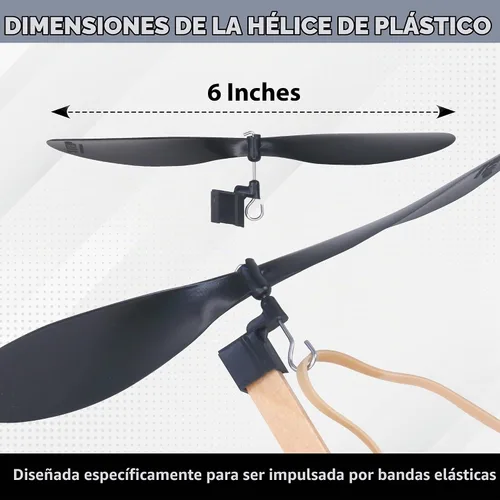 Vista 3 de Hélices de plástico, paquete de 10 - Kit de hélice de banda de goma de 6