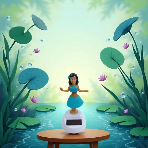 Vista 3 de Decoración de tablero de instrumentos de niña bailarín con energía solar, figuras de colección de juguetes para decoración de interiores de Azul