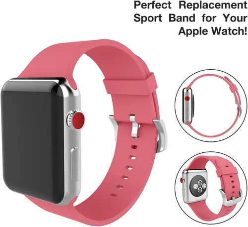 Vista 3 de Compatible con Apple Watch Band de 1.496 in 1.575 in 1.614 in 1.654 in 1.732 in 1.772 in 1.929 in, correa deportiva de silicona suave de repuesto