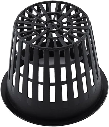 Vista 3 de Yosoo Red de malla para macetas hidropónicas, paquete de 10 cestas de plástico para plantas de jardín (negro)