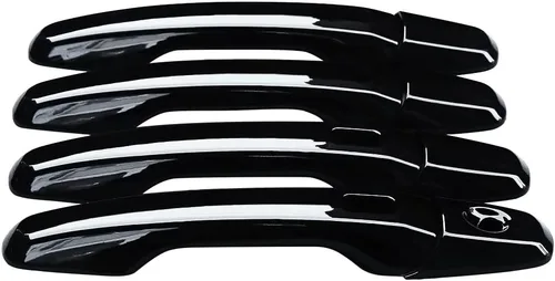 Vista 3 de NINTE Cubiertas de manija de puerta para Ford Explorer 2011-2019 ABS pintadas negro brillante recubierto con 2 orificios inteligentes