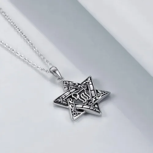Vista 70 de YFN Collar de estrella de David de plata de ley, concha de abulón, árbol de la vida, joyería judía, regalos para mujeres y hombres