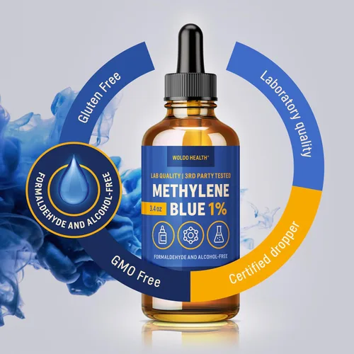 Vista 6 de WoldoHealth Gotas de Azul de Metileno 1% 3.4 Fl Oz - Alta pureza, ingredientes de grado farmacéutico USP, probados por terceros, sin formaldehído