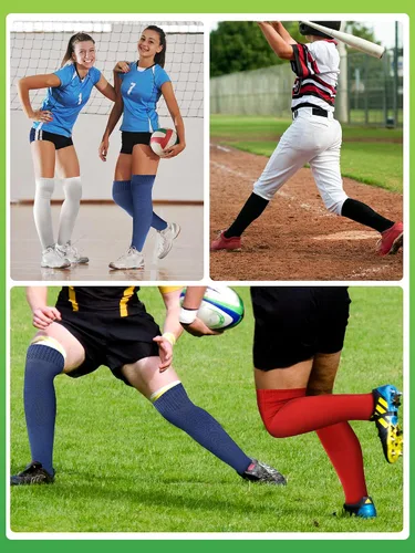 Vista 5 de Xtinmee 16 pares de calcetines de béisbol por encima de la rodilla, calcetines de fútbol extra largos deportivos de rendimiento deportivo