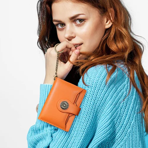 Vista 6 de Travelambo Rfid Wallet - Cartera de cuero para mujer Naranja Moda