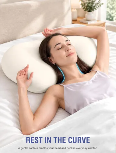 Vista 3 de Almohada cervical cervical para dormir de lado, almohada ergonómica Blanco leche