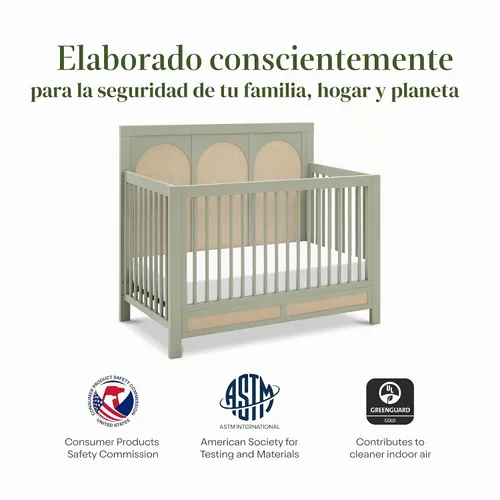Vista 5 de Namesake Cuna convertible Eloise 4 en 1 en salvia francesa Performance Sand Eco-Weave, certificado GREENGUARD Gold