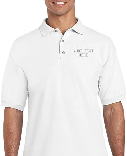 Vista 2 de Camisetas de golf de manga corta de algodón con texto personalizado para hombre