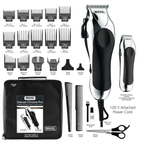 Vista 5 de Wahl Máquina cortadora de cabello de lujo, cromada, profesional, incluye 25 piezas #79524-5201