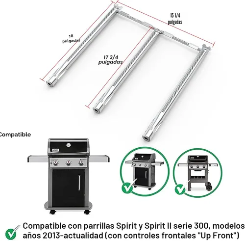 Vista 4 de Piezas de parrilla Uniflasy Spirit e310, barras saborizantes 7636 y kit de tubos de quemador 69787 para Weber Spirit y Spirit II 300 Series E310