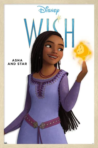 Vista 7 de Trends International Disney Wish Asha Feature Series - Póster de pared, 22.4 pulgadas de largo x 14.7 pulgadas, versión enmarcada en madera