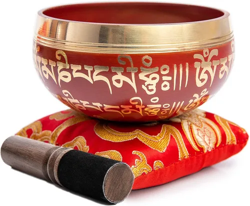 Vista 4 de Juego de cuencos tibetanos cantadores - Fácil de tocar para principiantes - Auténtico y elaborado a mano para meditación de atención plena, sonido