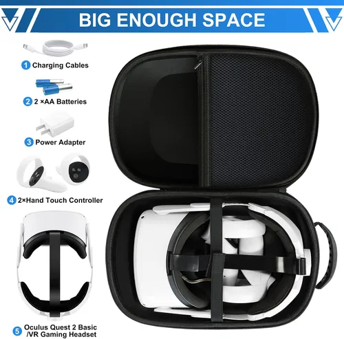 Vista 2 de Funda de viaje para realidad virtual Oculus Quest 2 con correa para el hombro bolsa de viaje para MetaOculus Quest 2 Elite accesorios de auriculares