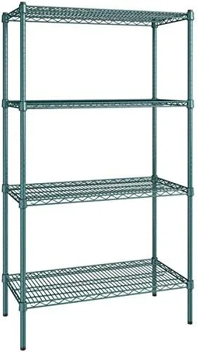 Vista 42 de Kit de 4 estantes de epoxi verde NSF de 21 x 72 pulgadas con postes de 86 pulgadas, estantería de almacenamiento resistente, kit de estantería