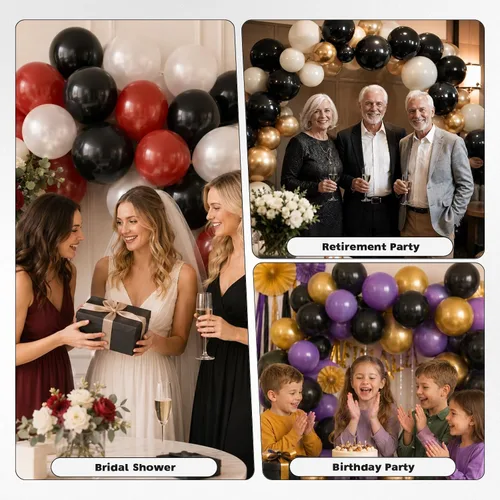 Vista 4 de Globos negros 30 Pack Matte Black Helium Balloons for Birthdays, Graduation, Casino, New Year, Halloween