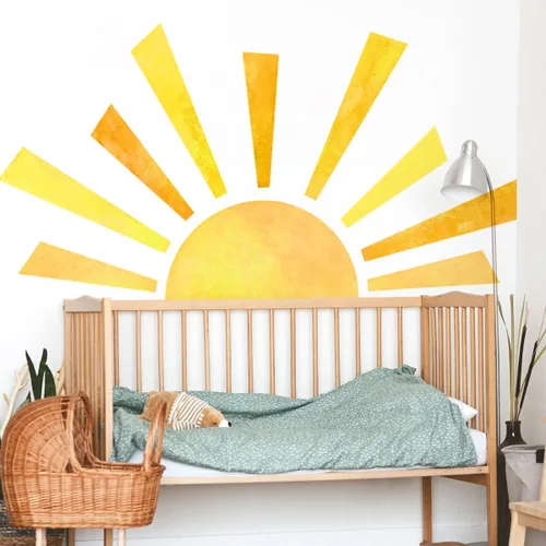 Vista 8 de 45.6 x 23.8 pulgadas, diseño bohemio de medio sol, calcomanías de pared removibles para pared, vinilo para despegar y pegar, calcomanías de medio