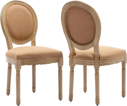 Vista 27 de ODUSE-DAILY French Country - Juego de 2 sillas de comedor de color caramelo, sillas de cocina y comedor, sillas de cocina de piel sintética, Ámbar