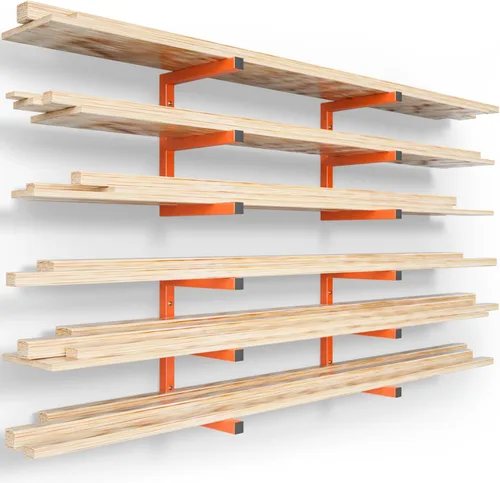 Vista 12 de YYR Organizador de madera y estante de almacenamiento de madera, estante de metal resistente con 6 niveles que soporta hasta 1200 libras, uso