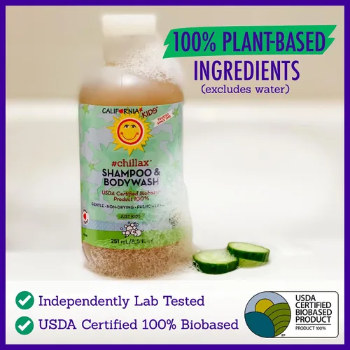 Vista 4 de California Kids Shampoo + Gel de baño Chillax Lavender Body Wash Cuidado suave de la piel para niños + adolescentes 100% a base de plantas