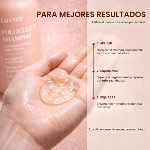 Vista 8 de Champú antifúngico para mujeres Tratamiento de foliculitis: champú para dermatitis seborreica para alivio del cuero cabelludo escamoso