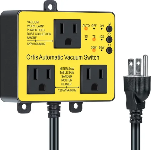 Vista 7 de Interruptor de vacío automático con salida adicional para usar más herramientas eléctricas, Ortis Dust Control Autoswitch Delay Vacuum Vacuum On/Off