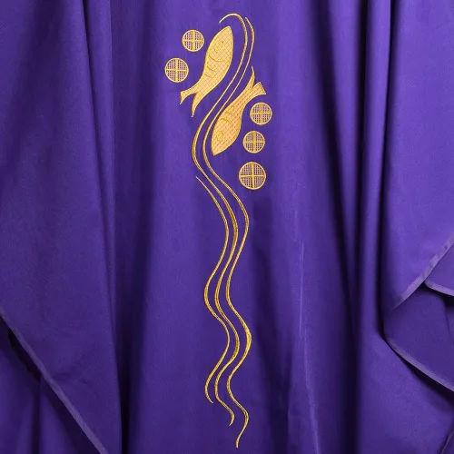 Vista 8 de BLESSUME Chispas de sacerdote bordado con cuello Púrpura