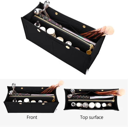 Vista 5 de LEXSION Organizador de fieltro para bolso, organizador de bolso con bolsillo desmontable con cremallera para ONTHEGO GM, 3 tamaños 8034, negro