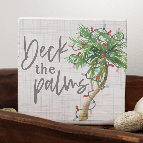 Vista 5 de Simply Said, INC Small Talk Squares - Deck the Palms - Letrero rústico envejecido de 5.25 x 5.25 pulgadas STS1690