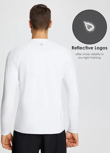 Vista 4 de BALEAF Camisa térmica de manga larga de forro polar para hombre, para entrenamiento en clima frío, camiseta para correr que absorbe la humedad