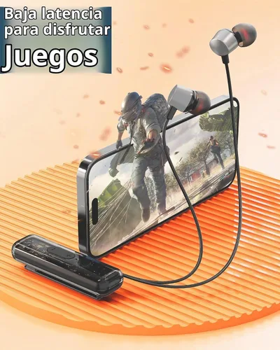 Vista 7 de ZXQ Auriculares Bluetooth con banda para el cuello con clip de solapa con micrófono, clip magnético intrauditivo inalámbrico para deportes Gris