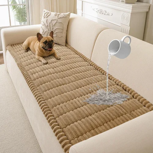 Vista 11 de Funda para sofá para perros lavable, fundas para sofá de 3 cojines no deslizantes, duraderas y peludas, funda para sofá apta para mascotas