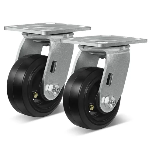 Vista 52 de Ruedas resistentes de 4 pulgadas, ruedas industriales de placa con rueda de goma, utilizadas para carrito de herramientas, plataforma, camión