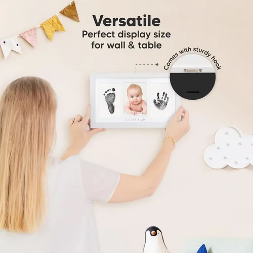 Vista 6 de Kit de manos y huellas sin tinta, recuerdo para niños, niñas, recién nacidos, almohadilla de tinta sin desorden para huellas de manos de bebé, kit