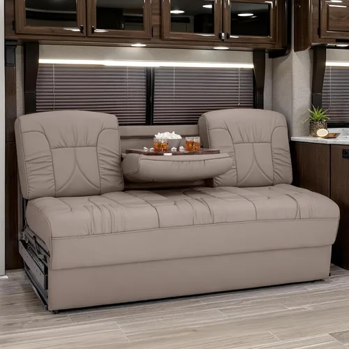 Vista 10 de De Leon - Sofá cama consola para caravana, 66 pulgadas de ancho, cuero definitivo, color ceniza