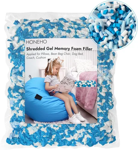 Vista 13 de Relleno de Espuma Viscoelástica con Gel Triturado de 1.13 kg, Relleno Cómodo y Suave para Silla de Puf, Relleno de Espuma Viscoelástica