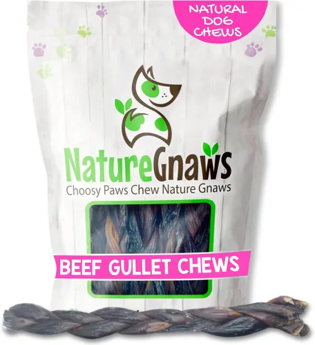 Vista 16 de Nature Gnaws Beef Gullet Masticables de 4-5 pulgadas, sin cuero crudo para perros pequeños, 20