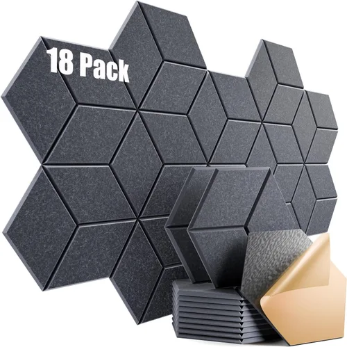 Vista 8 de Paquete de 12 paneles acústicos autoadhesivos de 12 x 10 x 0.4 pulgadas, paneles de espuma a prueba de sonido con alta densidad, elegante diseño
