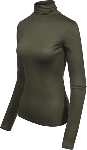 Vista 44 de MixMatchy Camisetas de manga larga delgadas y ligeras para mujer, cuello alto, capa base, camisetas activas