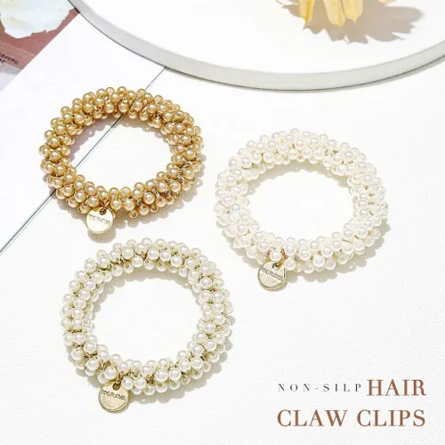 Vista 2 de Fashey Coleteros de perlas para el cabello, accesorios para el cabello para mujer