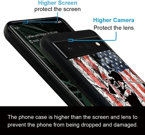 Vista 4 de DJSOK Funda para Google Pixel 6 Pro/6XL, diseño de patrón de lujo, a prueba de golpes, funda resistente para hombre y mujer-bandera de golf